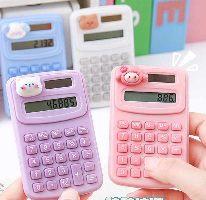 Cute Mini Portable Student Digit Calculator with Silicone Pressing Buttons Cartoon Calculators Office School Supplies Stationery