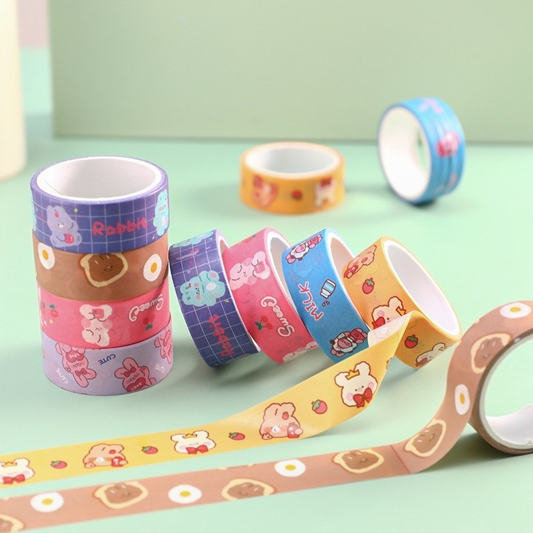 Cartoon Rabbit Tape girl's heart stickers student DIY material decorative sticker school stationery