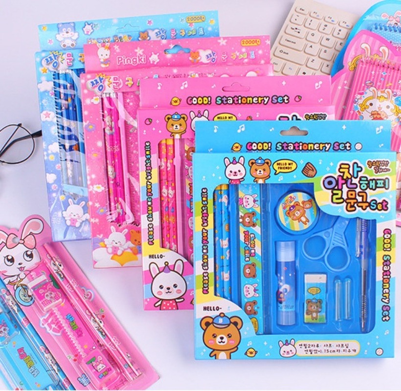 Children's Stationery Set Gift Box Primary School Learning Supplies School Stationery 8-piece Set Gifts Children's Set