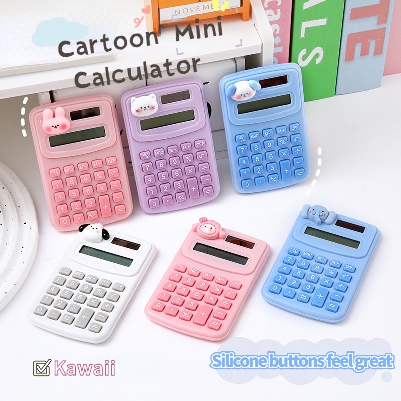 Cute Mini Portable Student Digit Calculator with Silicone Pressing Buttons Cartoon Calculators Office School Supplies Stationery