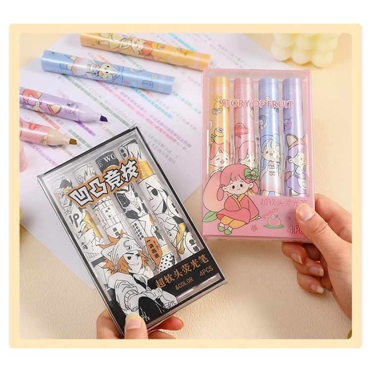 cartoon fruit girl highlighter/student marking marker/colored soft-headed graffiti painting pen