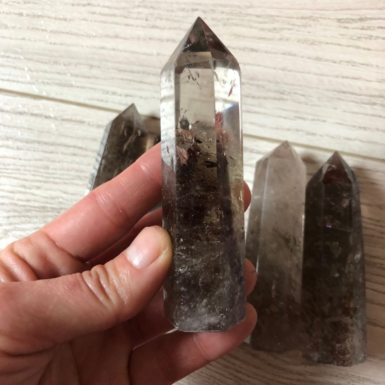 Wholesale natural original stone lucky brown quartz stone wand point column