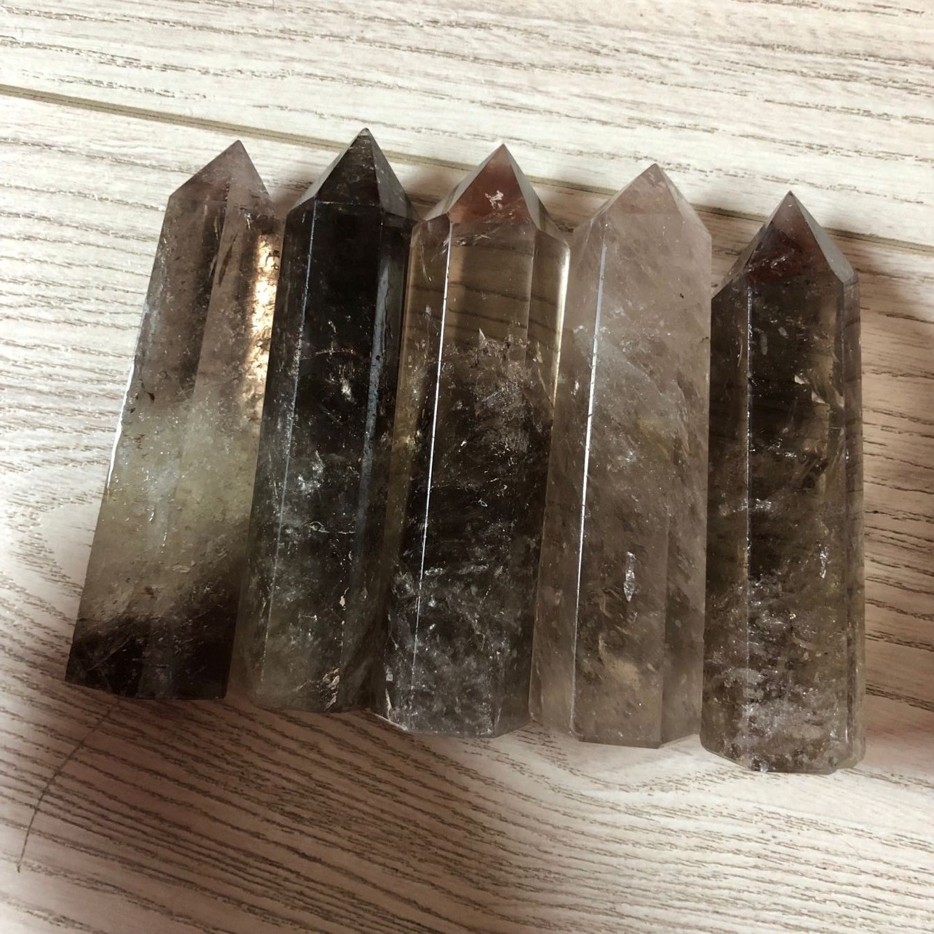 Wholesale natural original stone lucky brown quartz stone wand point column