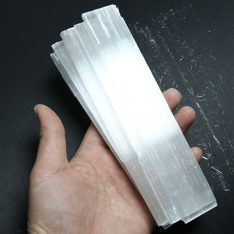 Customized clear selenite slab gemstone gypsum polished selenite sticks slices