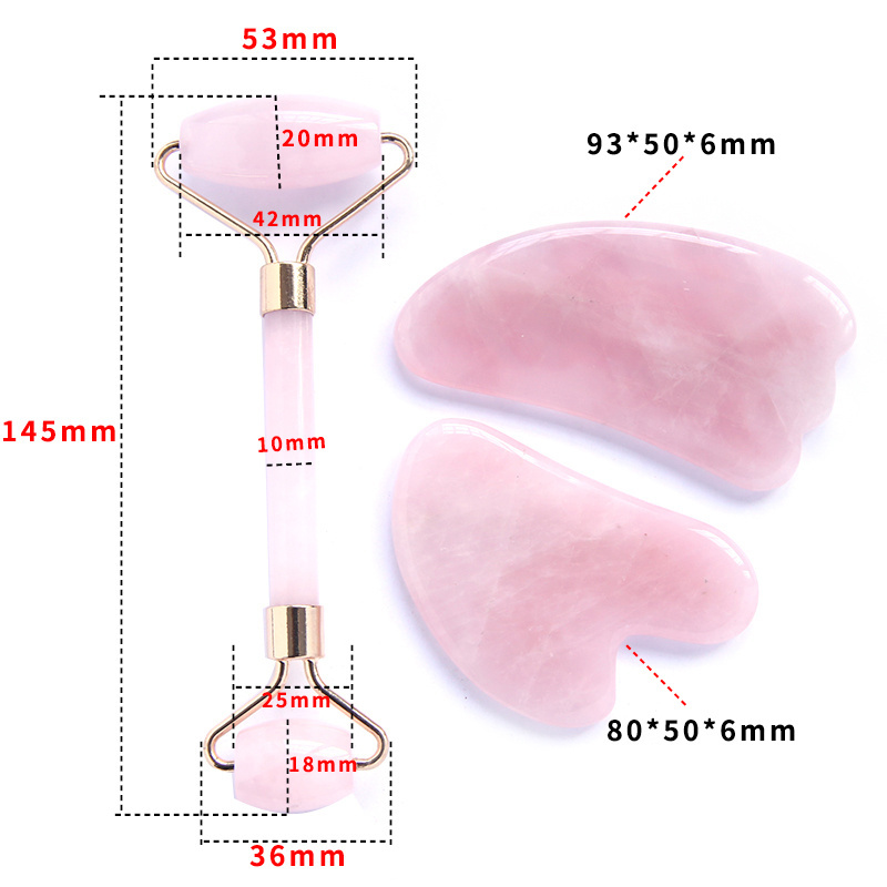 2020 new amazon best seller facial massage rose quartz stone gua sha tools set and jade roller massager for face