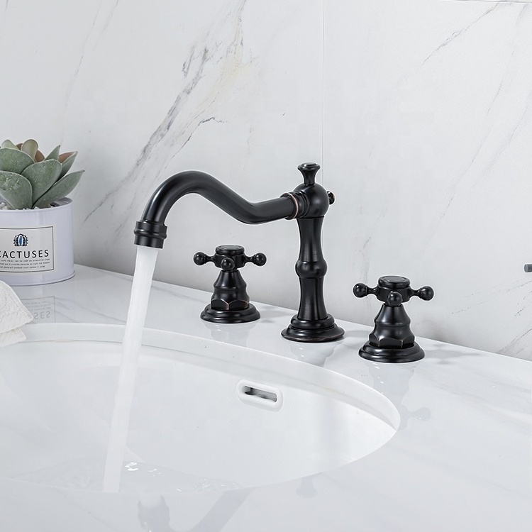 Wholesale widespread Deck Mounted Bathroom Faucet 3-Hole Basin Mixer Tap