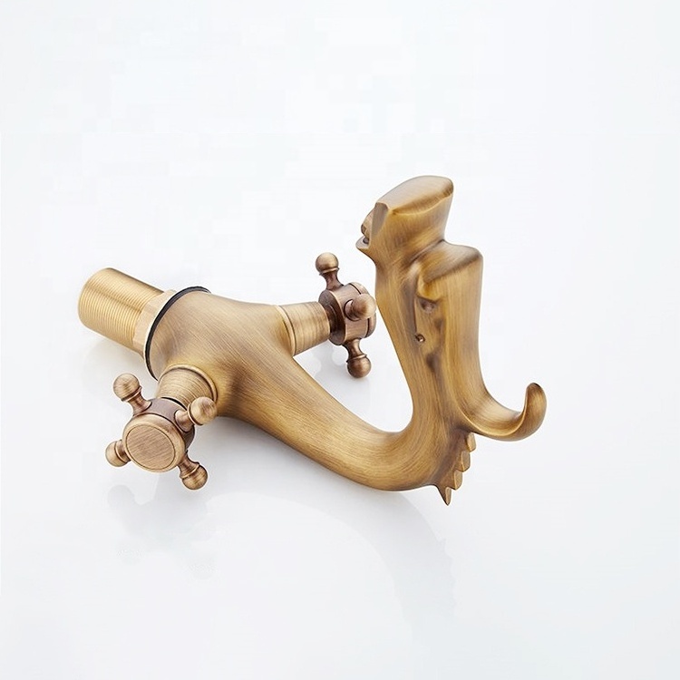 Wholesale deck mounted animal shape antique dragon faucet for bathroom