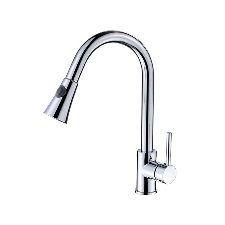 High quality single lever deck mounted 2 way sprayer kitchen faucet pull out