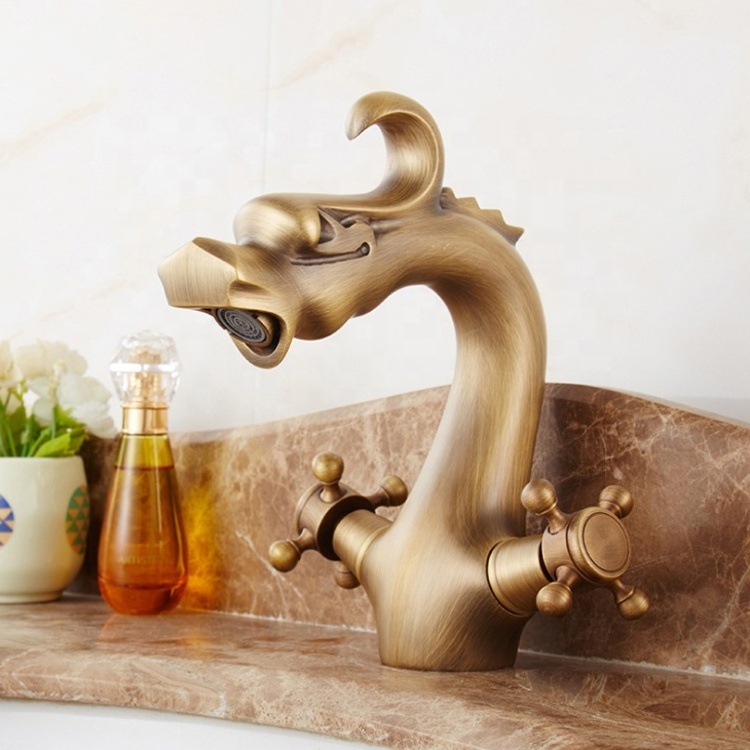 Wholesale deck mounted animal shape antique dragon faucet for bathroom