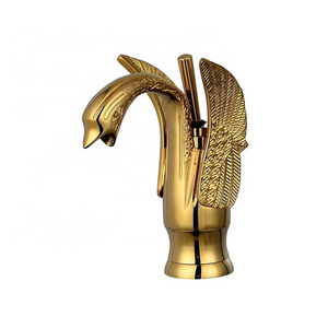 Royal single hole animal shape brass luxury gold swan faucet