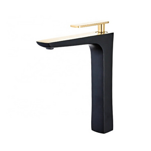 High quality black and gold basin faucet tall basin tap square bathroom vessel faucet