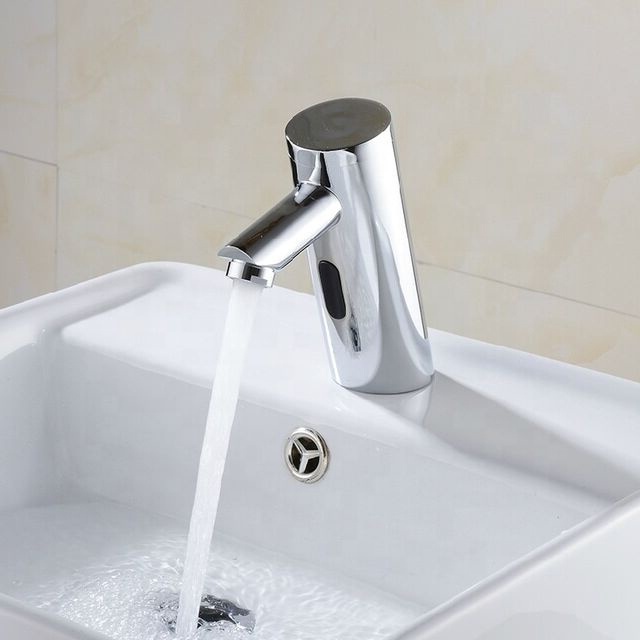 Manufacturer deck mounted  cold only round automatic shut off bathroom mixer tap faucet