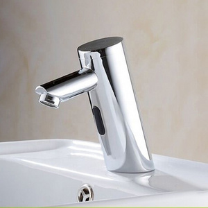 Manufacturer deck mounted  cold only round automatic shut off bathroom mixer tap faucet