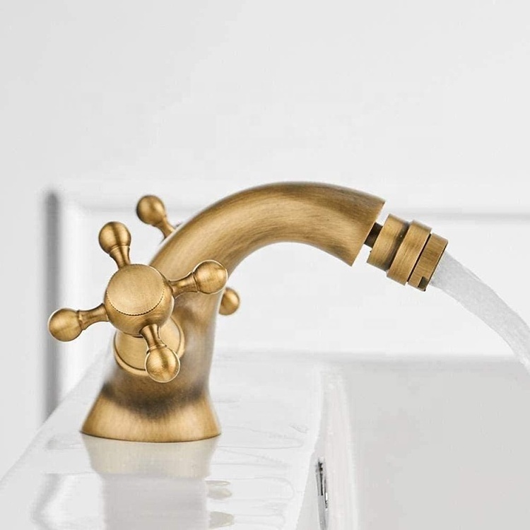 Deck Mounted Antique Brass Bathroom Bidet Faucet