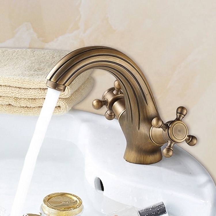 Yile dual handle european style antique brass faucet