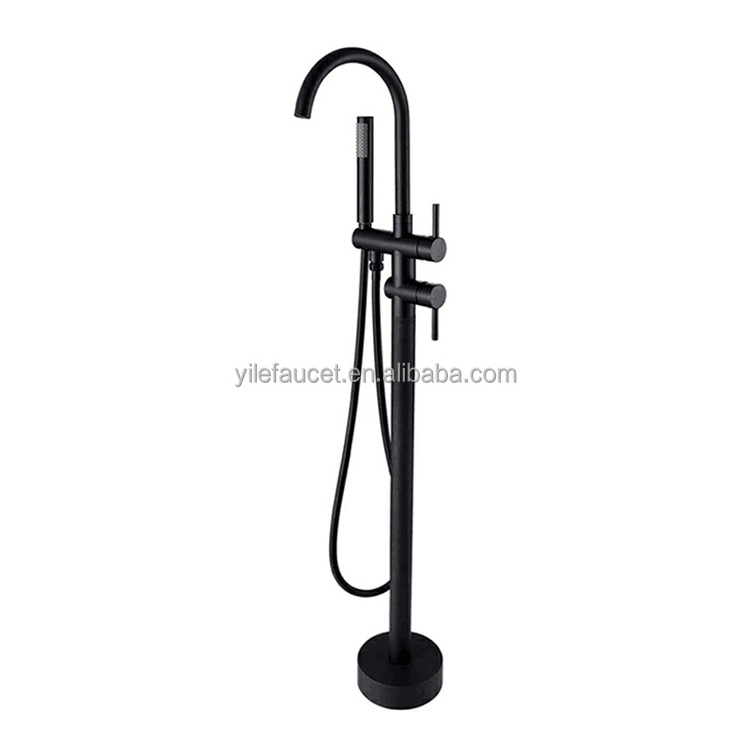 Good quality free standing bathtub faucet black with hand shower set