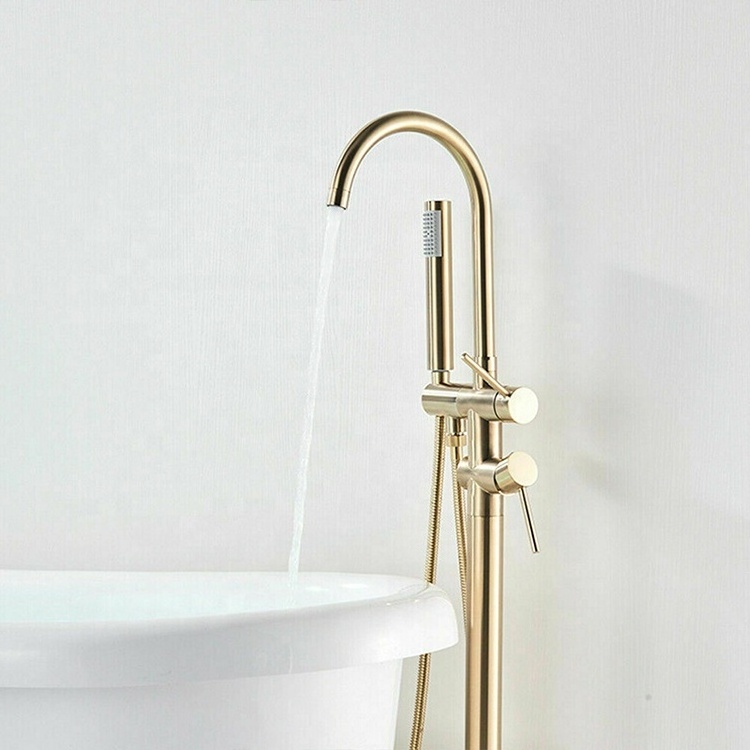 Manufacturer freestanding luxury Brushed gold bathtub faucet