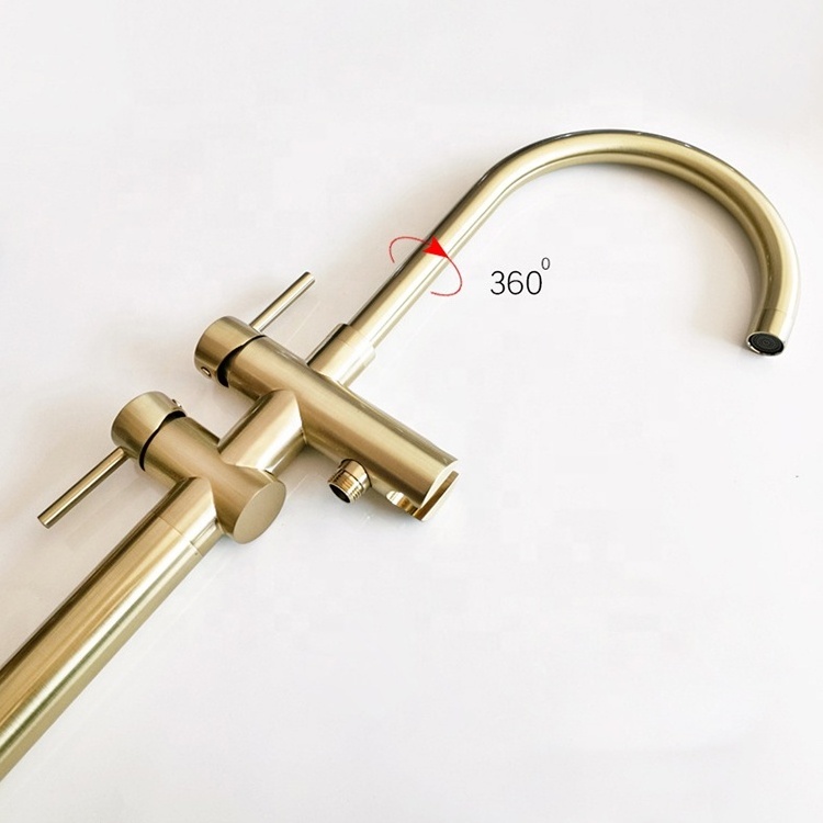 Manufacturer freestanding luxury Brushed gold bathtub faucet