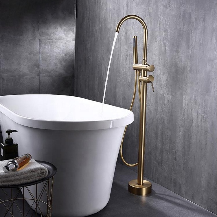 Manufacturer freestanding luxury Brushed gold bathtub faucet