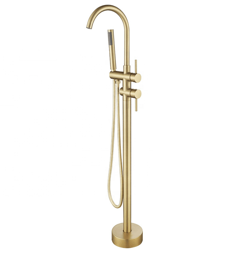 Manufacturer freestanding luxury Brushed gold bathtub faucet