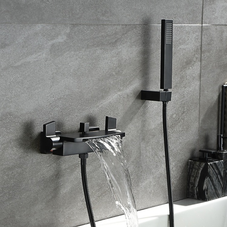 Matte Black Bath Shower Faucet Waterfall Wall Mounted Bathtub Faucet For Bahthroom