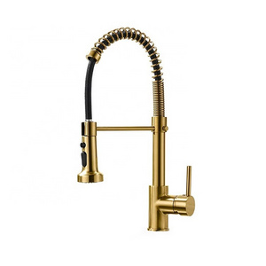 Yile popular brushed gold brass kitchen sink faucet  pull out