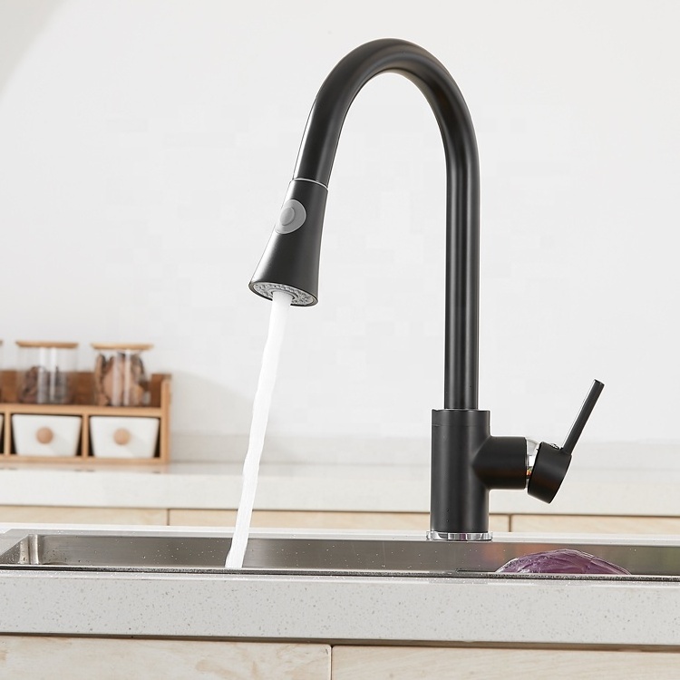 Kitchen mixer taps copper kitchen sink faucet matte black with pull down sprayer