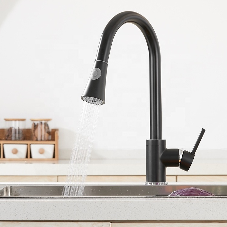 Kitchen mixer taps copper kitchen sink faucet matte black with pull down sprayer