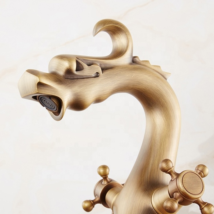 Wholesale deck mounted animal shape antique dragon faucet for bathroom