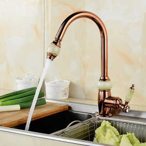 China sanitary ware manufacturer rose gold kitchen faucet with pull out spout