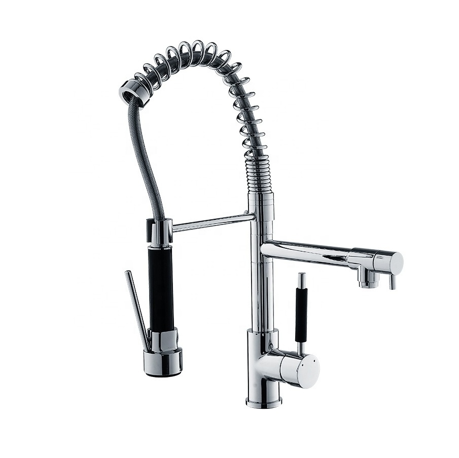 Yile popular single level brass pull out kitchen sink faucet with spring