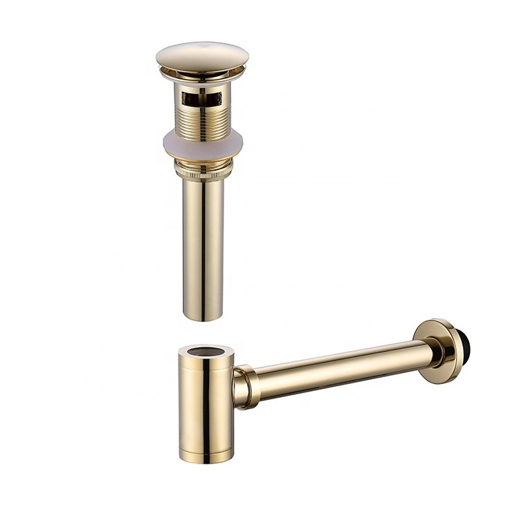 Bottle Trap Brass Round Siphon Black Chrome Gold P-TRAP Bathroom Vanity Basin Pipe Waste With Pop Up Drain