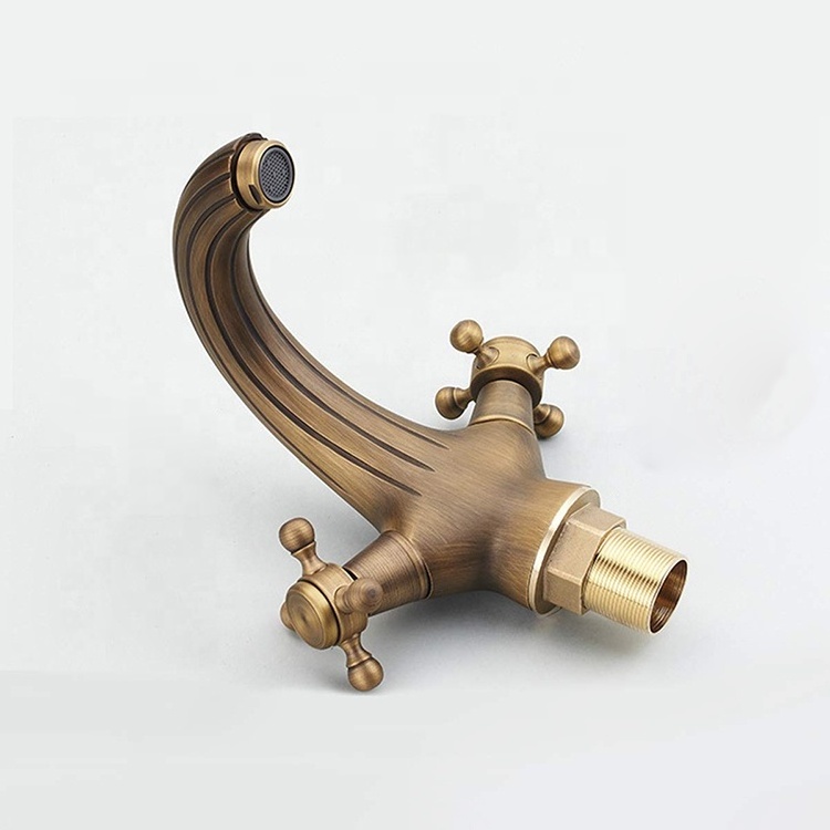 Yile dual handle european style antique brass faucet