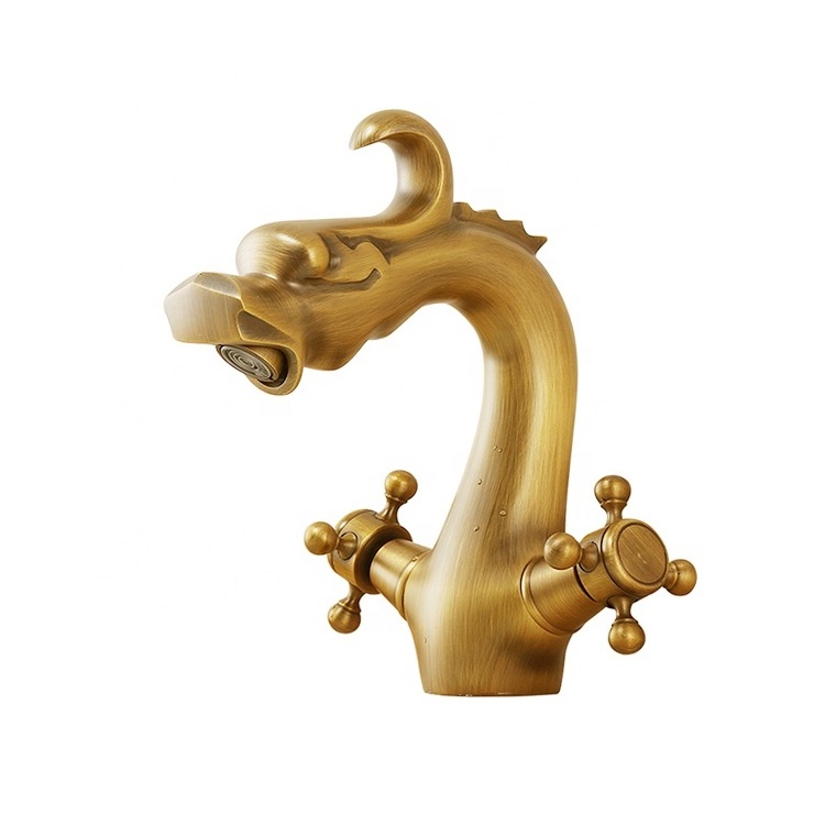 Wholesale deck mounted animal shape antique dragon faucet for bathroom