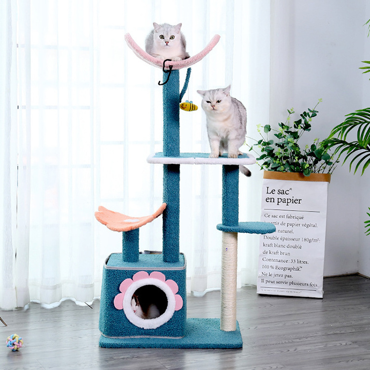 High quality cat tree tower house cat tree condo with hammock for kitten