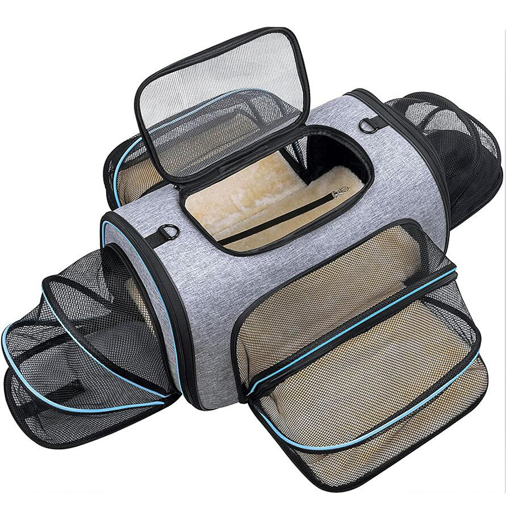 Single Shoulder pet carrier bag Double Expansion 4 Sides Expandable Portable Breathable cages travel product pet carriers