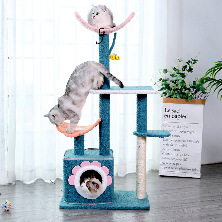 High quality cat tree tower house cat tree condo with hammock for kitten