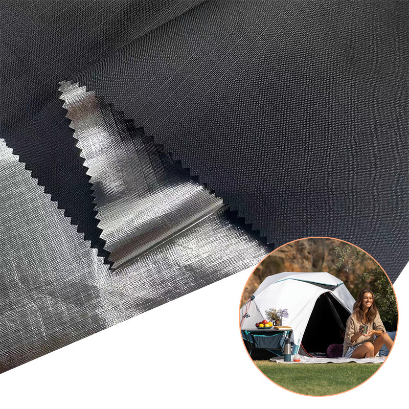 300D lightweight full blackout flame retardant fabric wind proof fire retardant silver coated fabric for outdoor tents