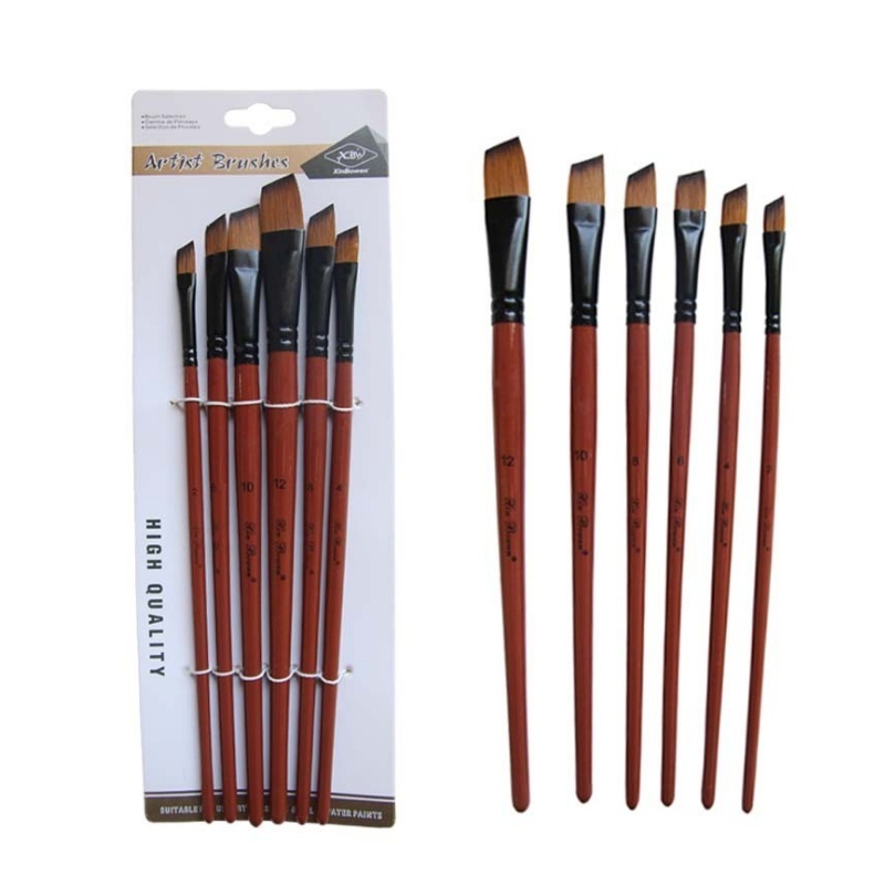 Art Factory Supplies Bulk Paint Brush with Simple Package, Hotsale Cheap Paint Brushes Watercolor Painting Brushes 6 Set Nylon