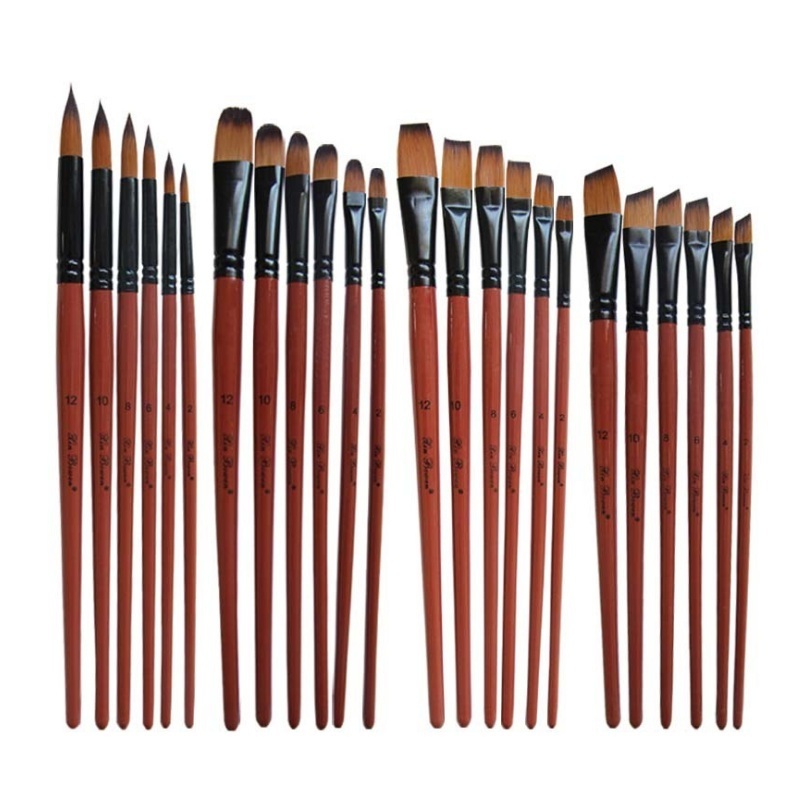 Art Factory Supplies Bulk Paint Brush with Simple Package, Hotsale Cheap Paint Brushes Watercolor Painting Brushes 6 Set Nylon