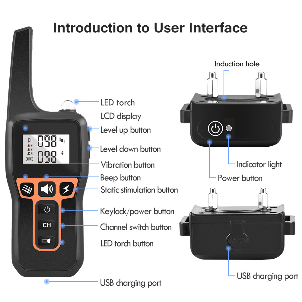 Best Quality Waterproof Pet Products Remote Control 3 Dogs Humane No Bark Dog Training Collar