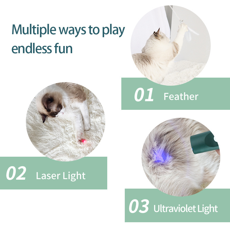 Cat  Funny Feather Toy Electric Laser Stick UV Light USB Charging Pet dog Interactive Toys For Cats