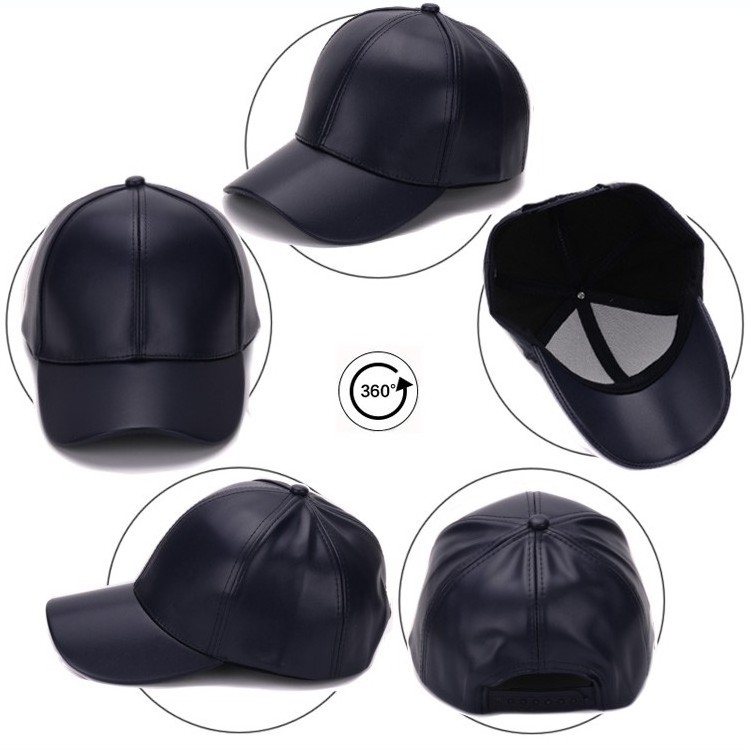 CP186  Classic Plain PU baseball cap fashion blank no logo leather cap and hat for men and women