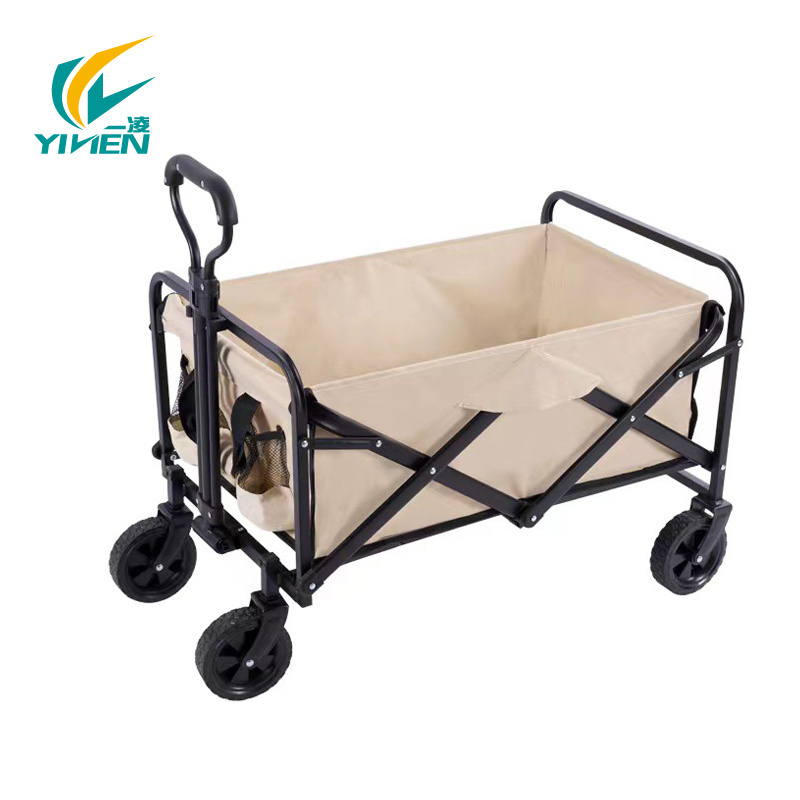 Outdoor Picnic Beach Camping Wagon Camping Cart Trolley Garden Trail Collapsible Folding Utility Cart Wagon