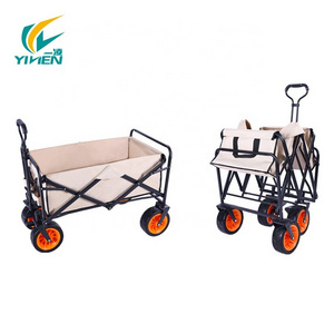 Outdoor Camp Trolley / Wagon Collapsible Steel Frame Garden / Beach Transport Cart With Universal Wheels