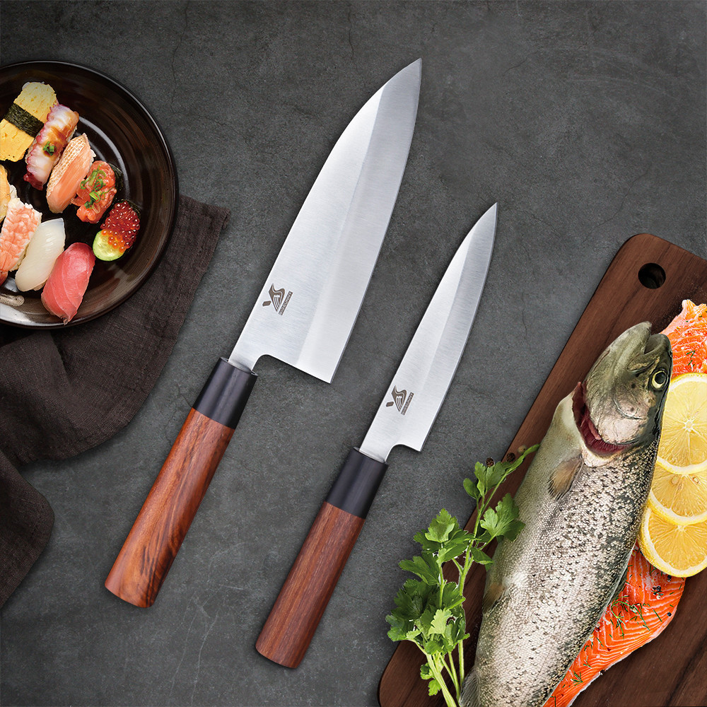 OEM New Style 3PCS Kitchen knife set Sashimi Sushi Deba Knife,  Stainless Steel Pro Slicing Knife