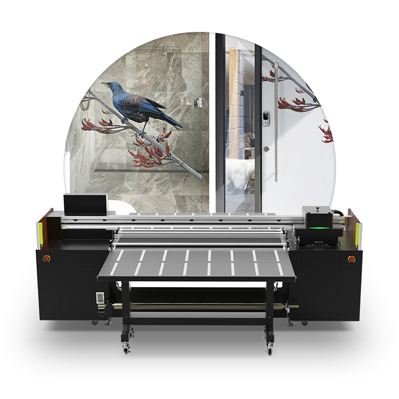 Large format hybrid 1.8M 2M 3.2M LED uv flatbed roll to roll printer for glass acrylic printing machine