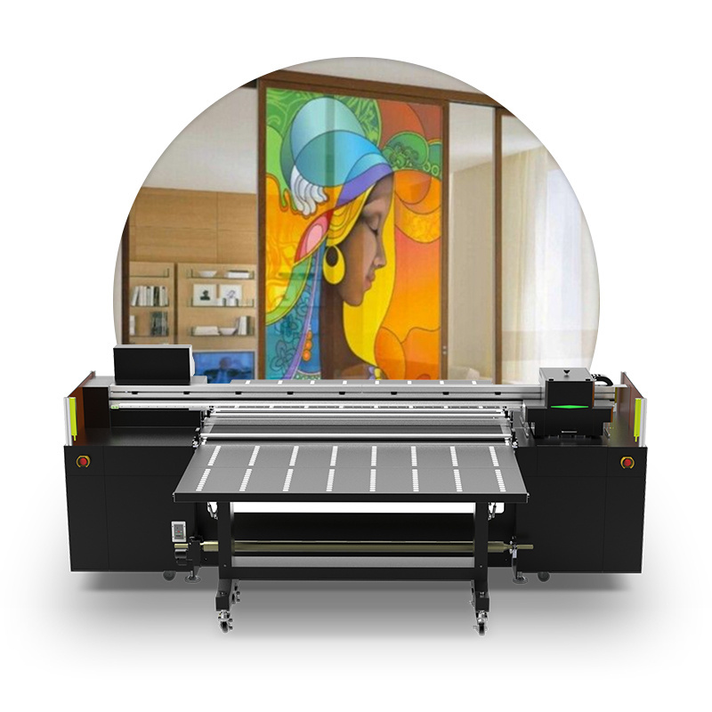 Large format hybrid 1.8M 2M 3.2M LED uv flatbed roll to roll printer for glass acrylic printing machine