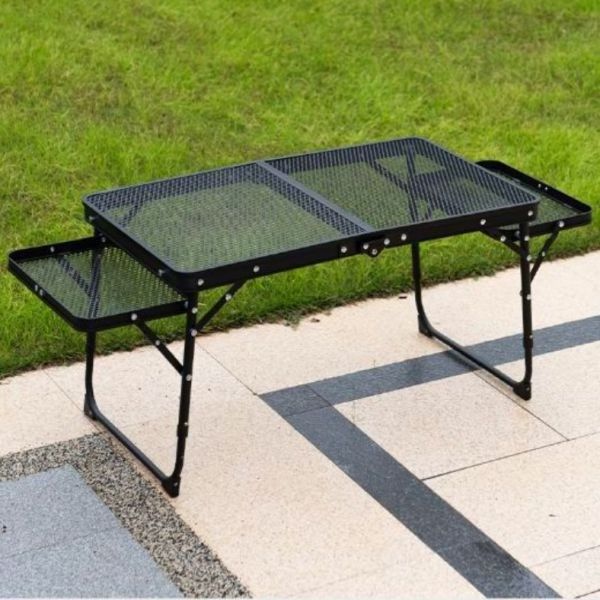 Outdoor Portable Foldable Beer Pong Carbon steel Folding Table Adjustable Picnic Camping Table