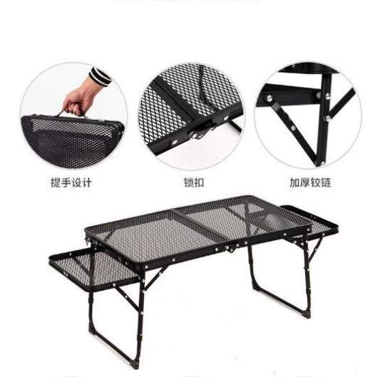 Outdoor Portable Foldable Beer Pong Carbon steel Folding Table Adjustable Picnic Camping Table